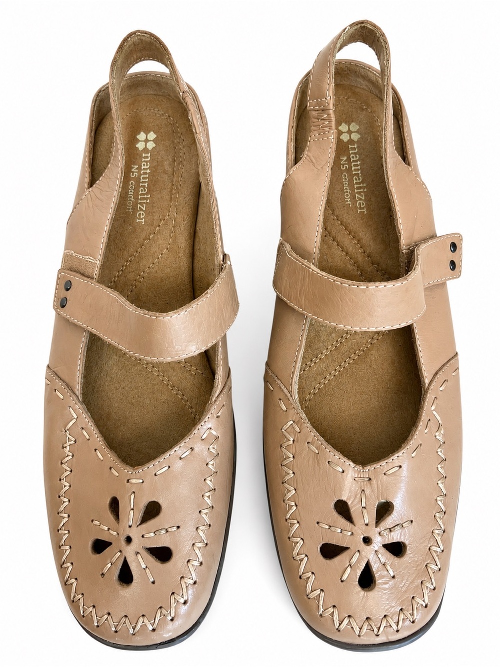 Naturalizer 9.5M Taupe Leather Mary Jane comfort artisan shoes boho cottage chic